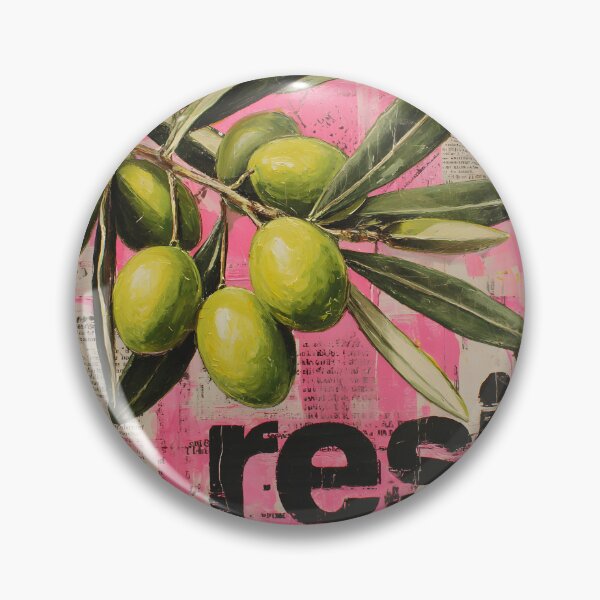 Item preview, Bold Resist Statement with Bright Green Olive Branches on Vivid Pink Background designed and sold by OlfactoART Studio.