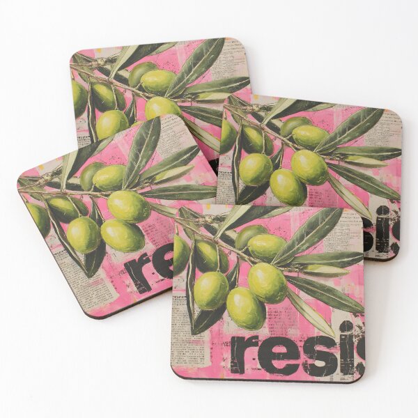 Item preview, Bold Resist Statement with Bright Green Olive Branches on Vivid Pink Background designed and sold by OlfactoART Studio.