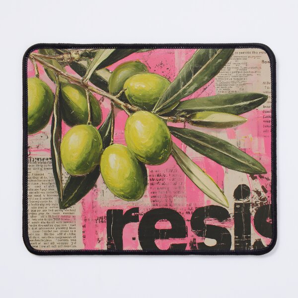Item preview, Bold Resist Statement with Bright Green Olive Branches on Vivid Pink Background designed and sold by OlfactoART Studio.