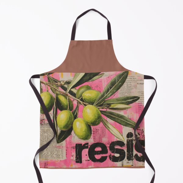 Item preview, Bold Resist Statement with Bright Green Olive Branches on Vivid Pink Background designed and sold by OlfactoART Studio.