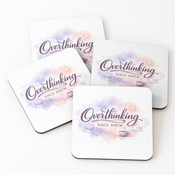 Item preview, Overthinking Since Birth – Funny Introvert Watercolor Quote Design designed and sold by Nusha Creations.