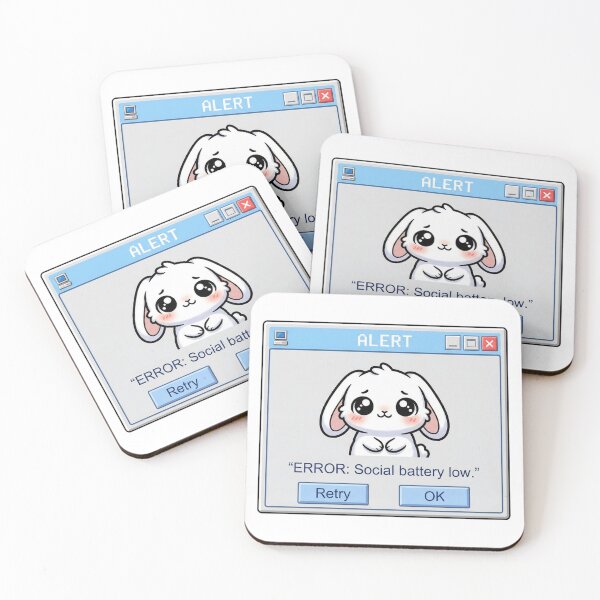 Item preview, Kawaii Bunny Alert Social Battery Low designed and sold by Visual Dept..