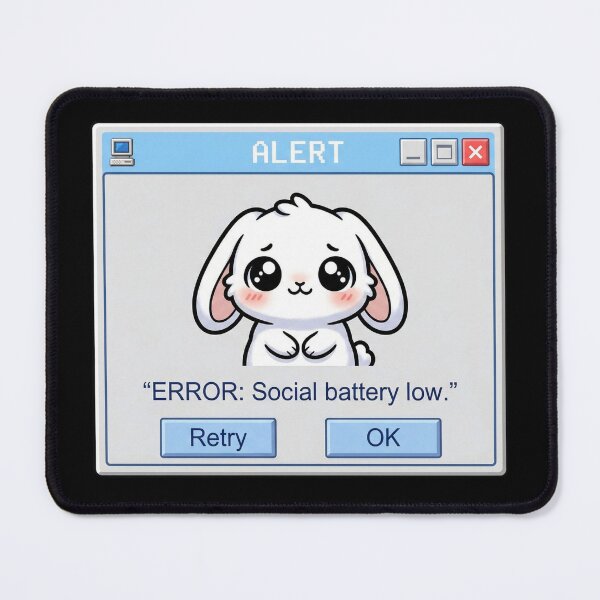 Item preview, Kawaii Bunny Alert Social Battery Low designed and sold by Visual Dept..