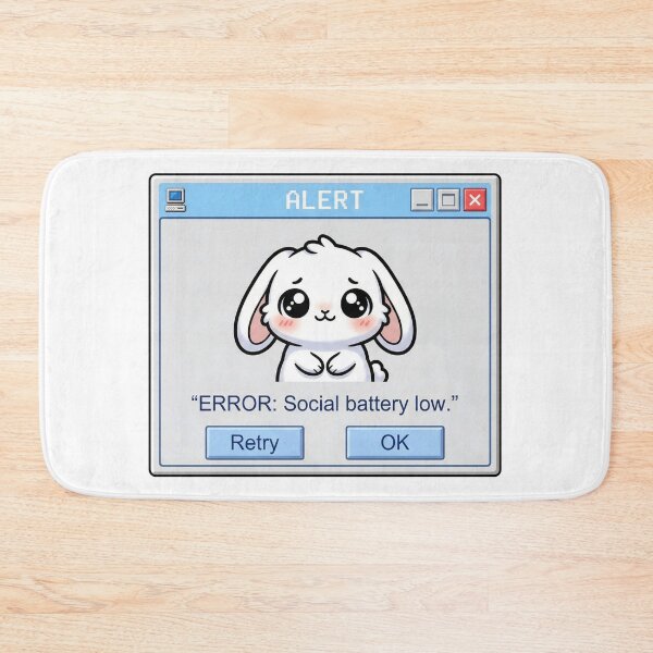 Item preview, Kawaii Bunny Alert Social Battery Low designed and sold by Visual Dept..