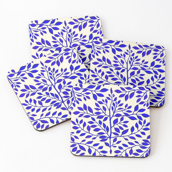 Item preview, Blue and White Leaves Repeat Pattern  designed and sold by KateVanFloofno1.