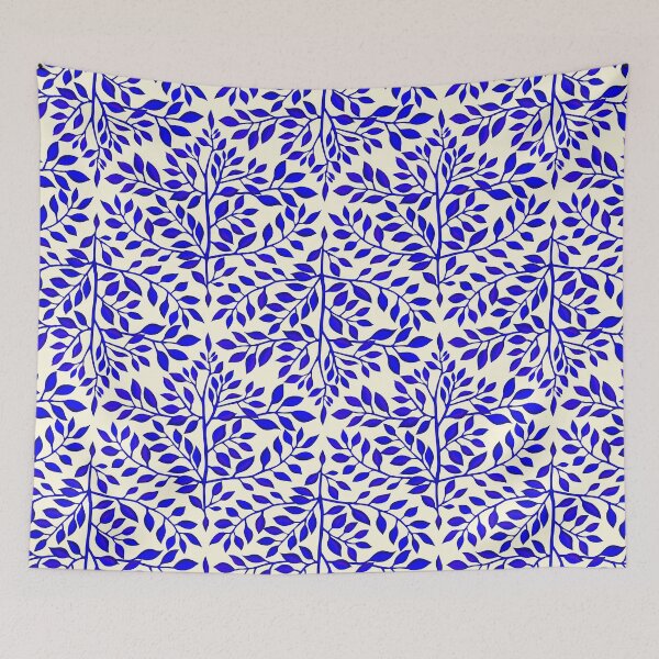 Item preview, Blue and White Leaves Repeat Pattern  designed and sold by KateVanFloofno1.
