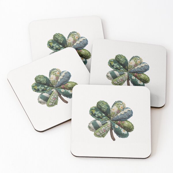 Item preview, Patchwork quilted applique shamrock 4 leaf clover designed and sold by MendaciousMina.