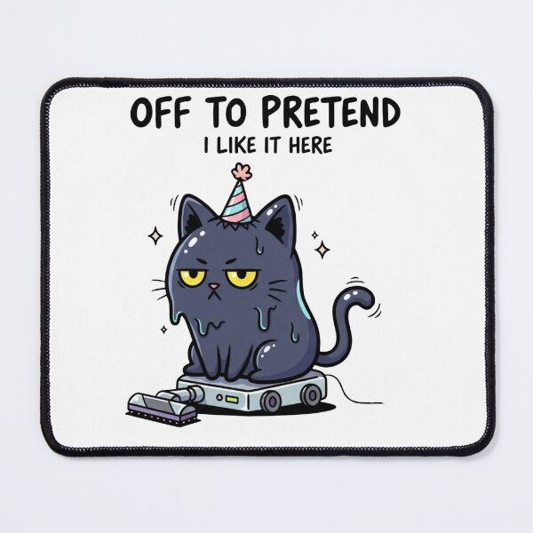 Item preview, Off To Pretend I Like It Here - Introvert Black Cat Roomba Meme designed and sold by Existential .