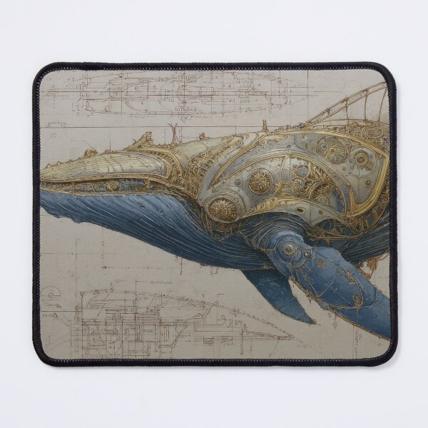 Item preview, Ornate Steampunk Mechanical Whale Technical Illustration designed and sold by Shannon Hilson.