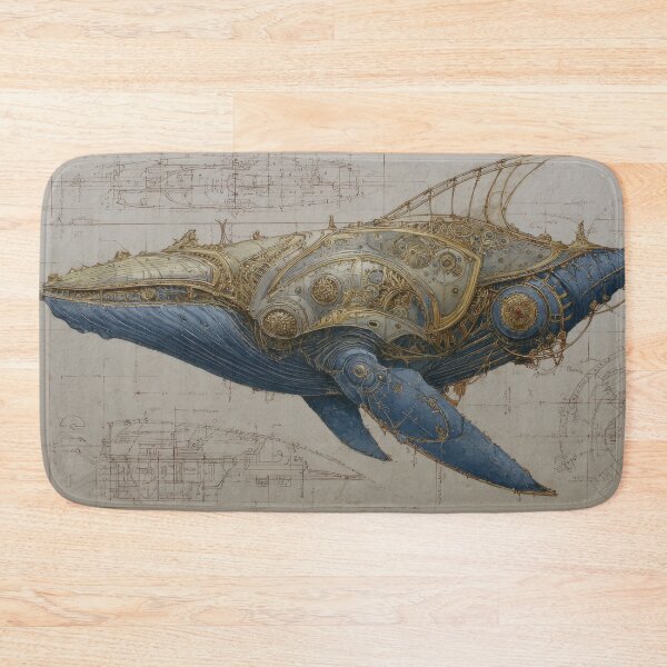 Item preview, Ornate Steampunk Mechanical Whale Technical Illustration designed and sold by Shannon Hilson.