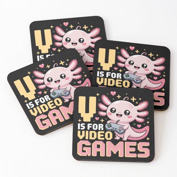 Item preview, Kawaii Pink Axolotl Gamer Valentine designed and sold by Kreatiq.