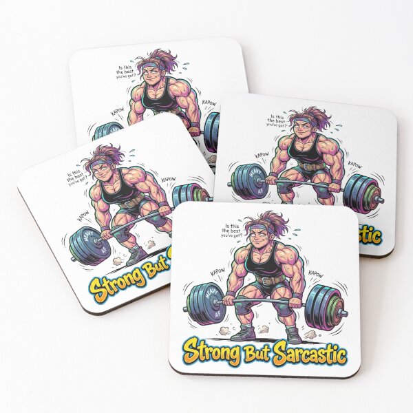 Item preview, Strong But Sarcastic – Funny Muscular Woman Weightlifting Cartoon Illustration designed and sold by YK SHOP.