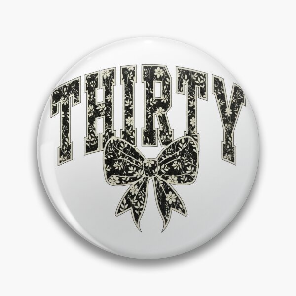Item preview, Thirty Coquette Bow Design, 30th Varsity, Thirtieth Floral Toile Black Water Color Coquette Bow, Cute 30 Bow Design designed and sold by TheBeesForYou.