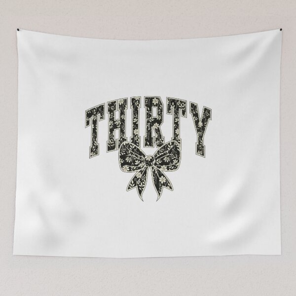 Item preview, Thirty Coquette Bow Design, 30th Varsity, Thirtieth Floral Toile Black Water Color Coquette Bow, Cute 30 Bow Design designed and sold by TheBeesForYou.