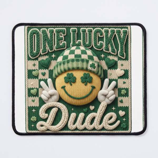 Item preview, Retro St. Patrick's Day One Lucky Dude faux knit  designed and sold by Pragatee.