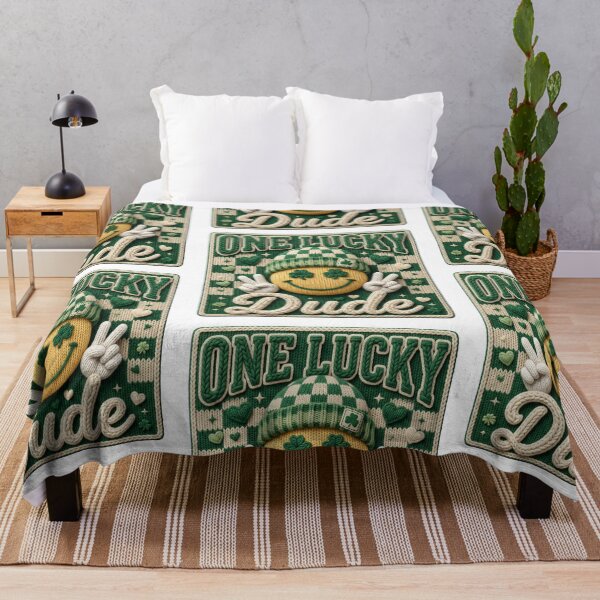 Item preview, Retro St. Patrick's Day One Lucky Dude faux knit  designed and sold by Pragatee.
