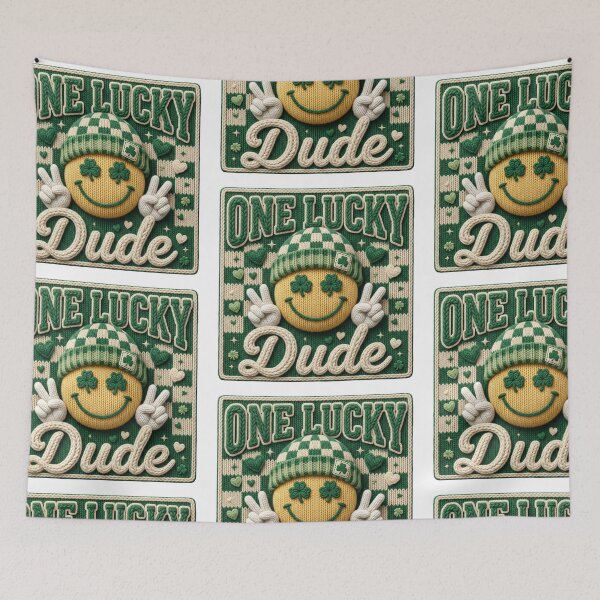 Item preview, Retro St. Patrick's Day One Lucky Dude faux knit  designed and sold by Pragatee.