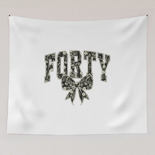 Item preview, Forty Coquette Bow Design, 40th Varsity, Fortieth Floral Toile Black Water Color Coquette Bow, Cute 40 Bow Design designed and sold by TheBeesForYou.