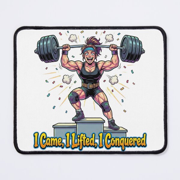 Item preview, I Came, I Lifted, I Conquered – Cartoon Powerlifting Women Sticker designed and sold by YK SHOP.