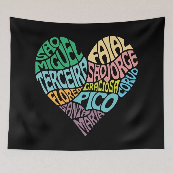 Item preview, Azores Island Typography Heart – São Miguel Terceira Faial Portugal Travel Design designed and sold by ArcticFoxStudio.
