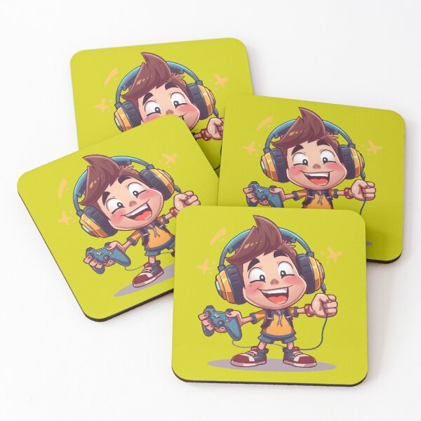 Item preview, Happy Gamer Boys Cartoon Illustration - Kids Gaming Character. designed and sold by LunaPrintCo.