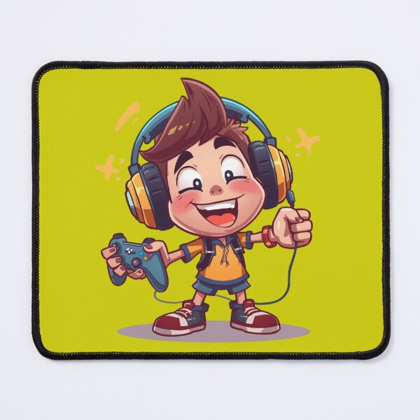 Item preview, Happy Gamer Boys Cartoon Illustration - Kids Gaming Character. designed and sold by LunaPrintCo.