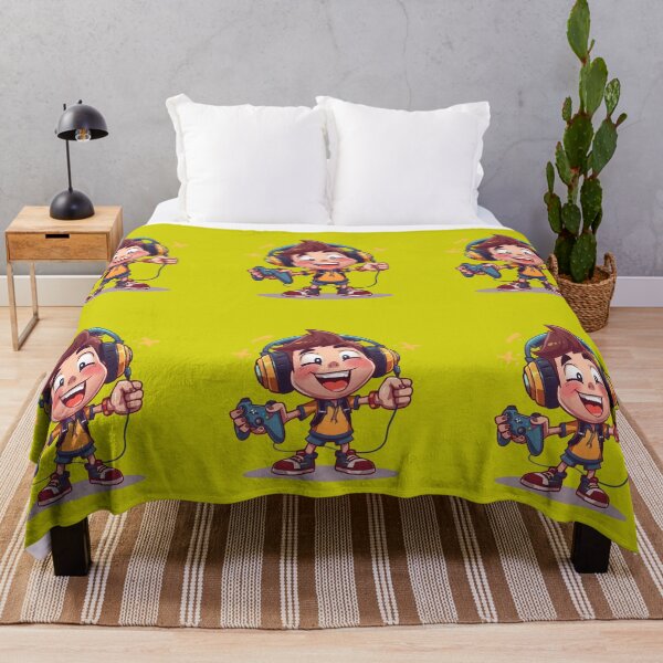 Item preview, Happy Gamer Boys Cartoon Illustration - Kids Gaming Character. designed and sold by LunaPrintCo.