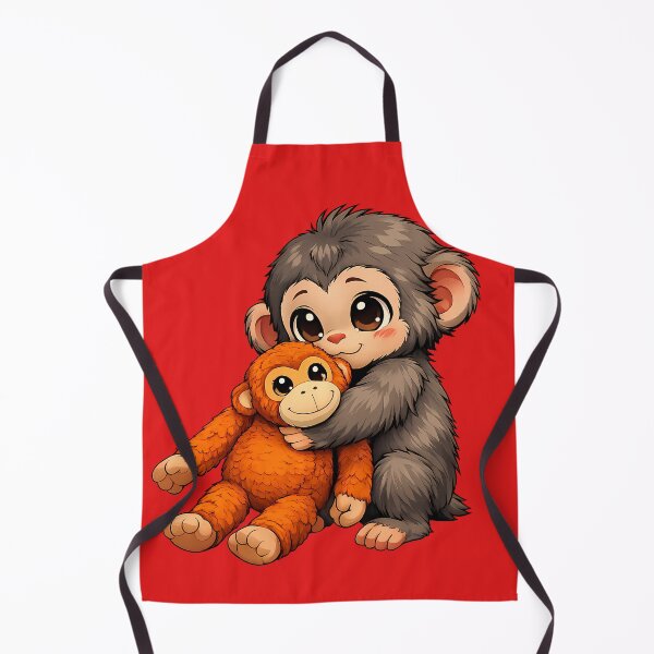 Item preview, Little Monkey Hugging His Plush Toy – A Cute Cartoon Moment designed and sold by BoB-66.