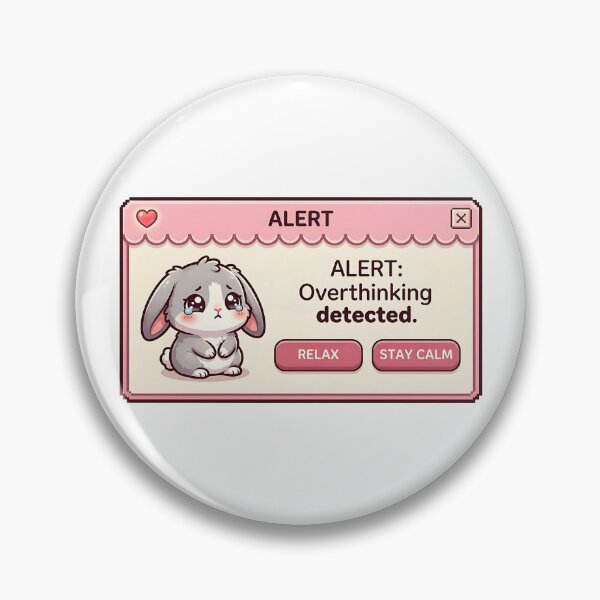Item preview, Kawaii Bunny Alert Overthinking Detected designed and sold by Visual Dept..
