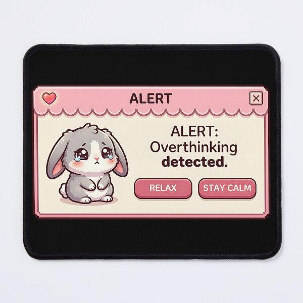 Item preview, Kawaii Bunny Alert Overthinking Detected designed and sold by Visual Dept..