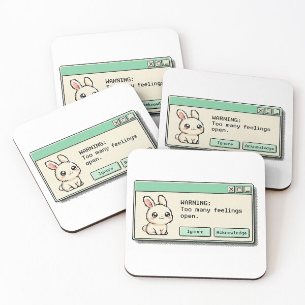 Item preview, Kawaii Bunny Warning Too Many Feelings designed and sold by Visual Dept..