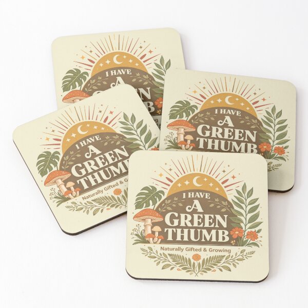 Item preview, I Have A Green Thumb – Retro 70s Botanical Sunburst Plant Lover Design (Earthy Boho Celestial)  designed and sold by Heather's Creative Apparel.