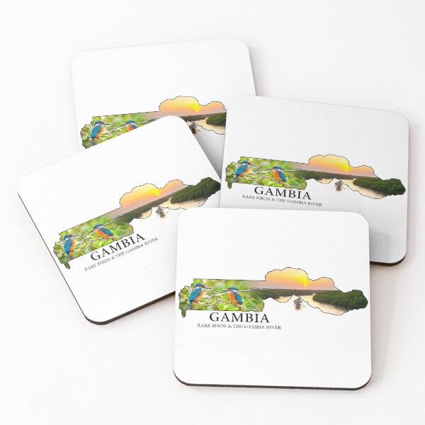 Item preview, Gambia Map Rare Birds and River Sunset Art designed and sold by AbulailArt.