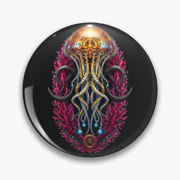 Item preview, Abyssal Chronoform — Steampunk Mechanical Jellyfish Emblem designed and sold by The Visual Syllabus.