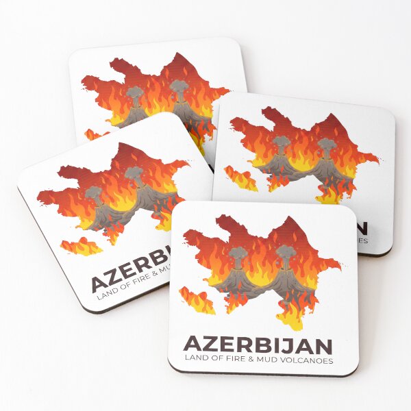 Item preview, Azerbaijan Map Land of Fire Mud Volcanoes Art designed and sold by AbulailArt.