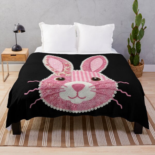Item preview, Kids Pink Patchwork Easter Bunny Face designed and sold by KroghDs.
