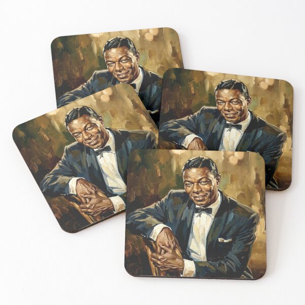 Item preview, The Velvet Voice: Nat King Cole Luminous Jazz Impasto Portrait designed and sold by Art's Diner.