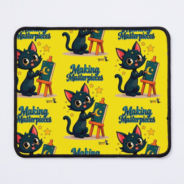 Item preview, Black Cat Painting Moon and Stars Illustration designed and sold by Black Cat Merch Company.