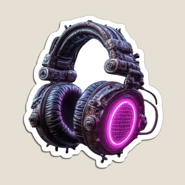 Artikelvorschau, Industrielle Cyberpunk-Neon-DJ-Kopfhörer entworfen und verkauft von BassLineDesign.
