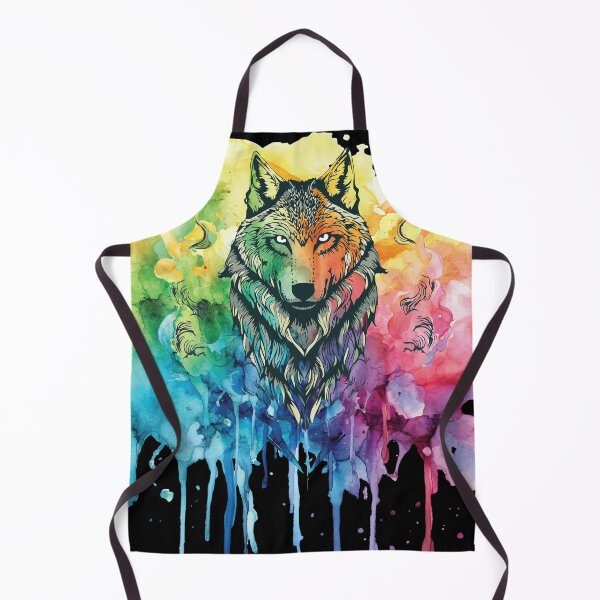 Item preview, Vintage Rainbow Watercolor wolf - Animal Art Print designed and sold by PCStudio57.