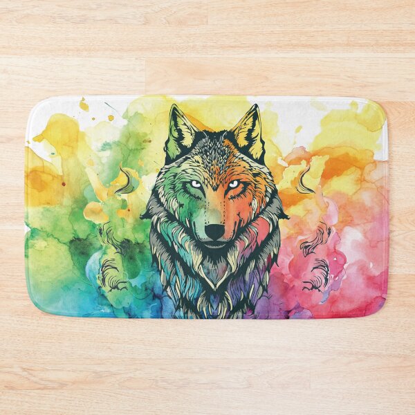 Item preview, Vintage Rainbow Watercolor wolf - Animal Art Print designed and sold by PCStudio57.
