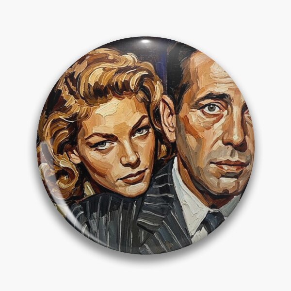 Item preview, The Noir Romance: Bogart and Bacall Pinstripe Impasto Portrait designed and sold by Art's Diner.