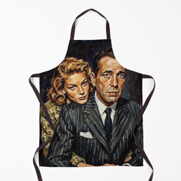Item preview, The Noir Romance: Bogart and Bacall Pinstripe Impasto Portrait designed and sold by Art's Diner.