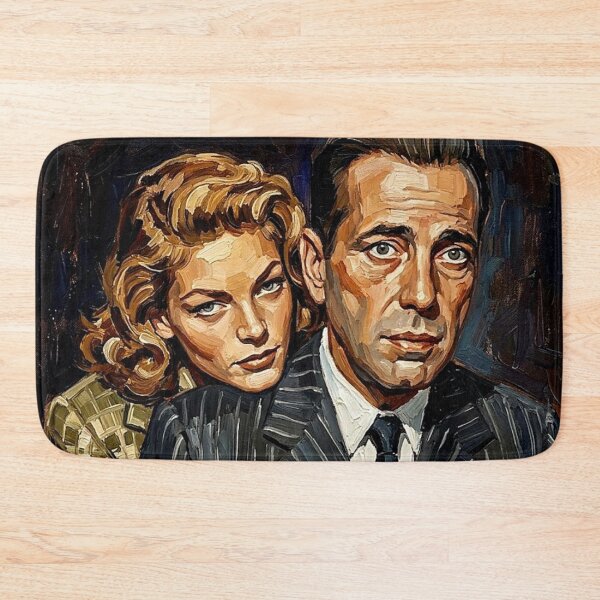 Item preview, The Noir Romance: Bogart and Bacall Pinstripe Impasto Portrait designed and sold by Art's Diner.