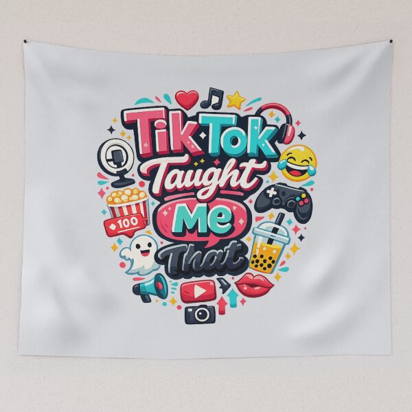Item preview, TikTok Taught Me That | Funny Social Media Trend Icon Graphic designed and sold by PopCulturePixel.