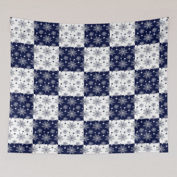 Item preview, White and dark blue interchange web pattern designed and sold by serenebookworm.