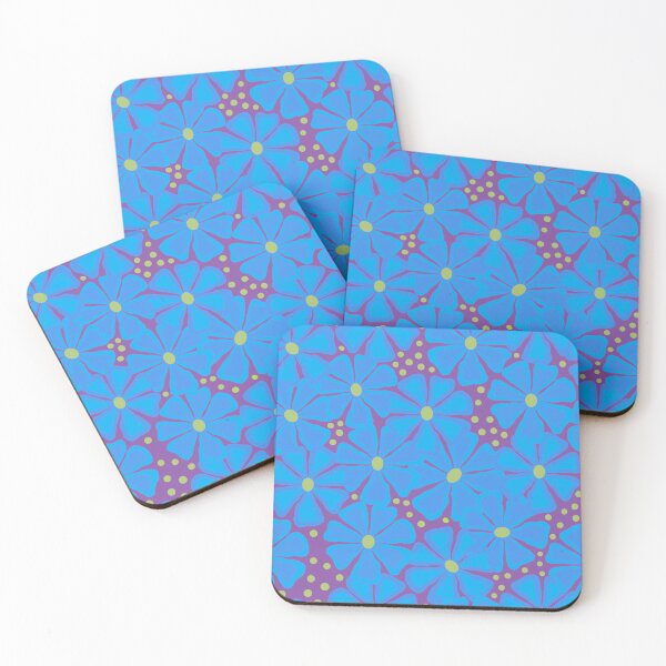 Item preview, Blue modern flowers on purple designed and sold by MarySchwindt.