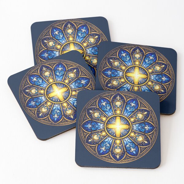 Item preview, Midnight Cathedral Rose – Gothic Stained Glass Cross designed and sold by SaintGear.