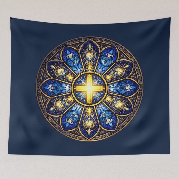 Item preview, Midnight Cathedral Rose – Gothic Stained Glass Cross designed and sold by SaintGear.