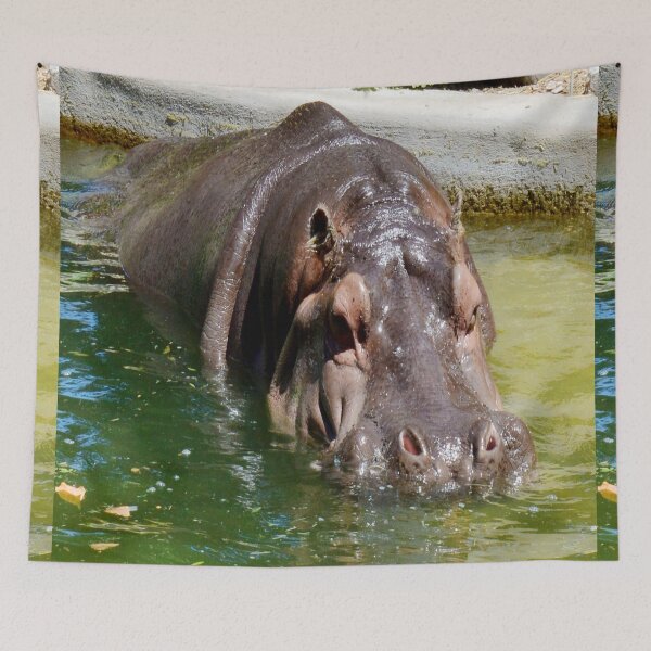 Item preview, "Majestic Presence: A Large Hippopotamus in a Tranquil Pond" designed and sold by A-Work-Of-Art.